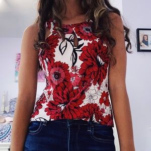 INC Formal Red Sleeveless Blouse